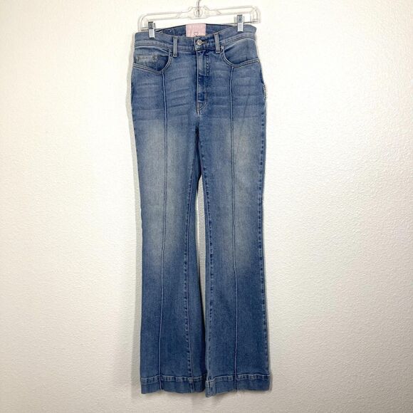 Revice Jeans Womens 30 Blue High Rise Flare Star Back Panel Seamed Stretch Denim - Picture 3 of 16